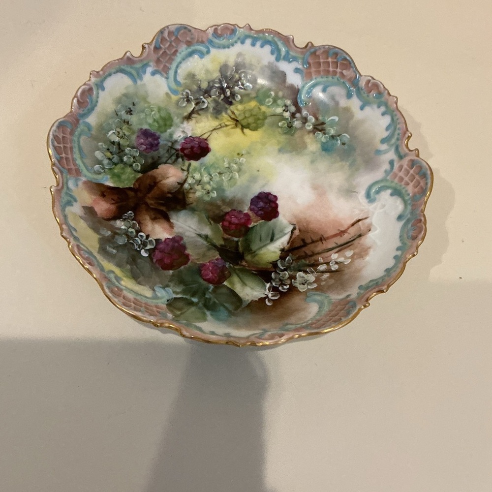 Leonard Vienna Austria Floral Decorative Plate with Gold Accents